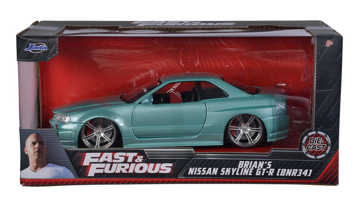 Jada Toys 253203066 - Fast & Furious: Brian's Nissan Skyline GT-R, 1:24 - Modellauto Jada Toys 253203066 - Fast & Furious: Brian's Nissan Skyline GT-R, 1:24 - Modellauto